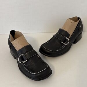 Vintage Tommy Hilfiger Shoes Leather Square Toe Black Loafers Classic Size 6 Y2K